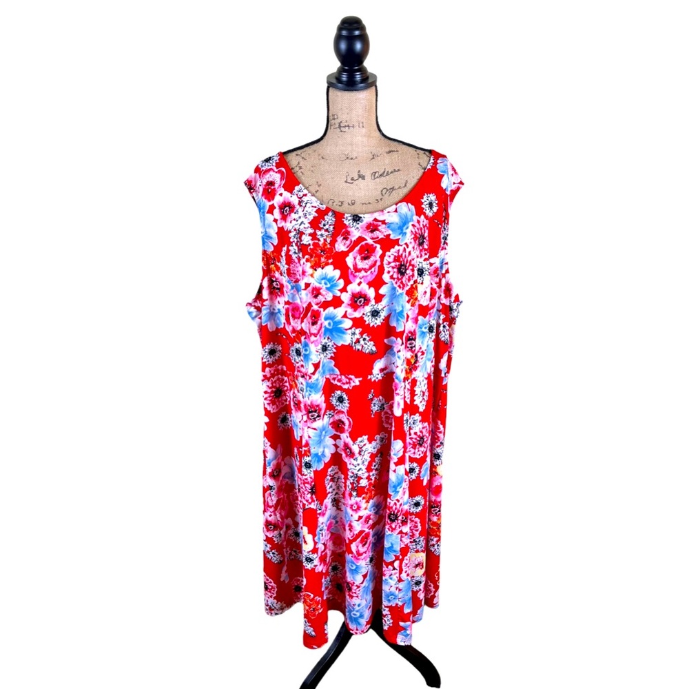 ELLOS fit and flare sleeveless floral dress 30/32 Size 3X